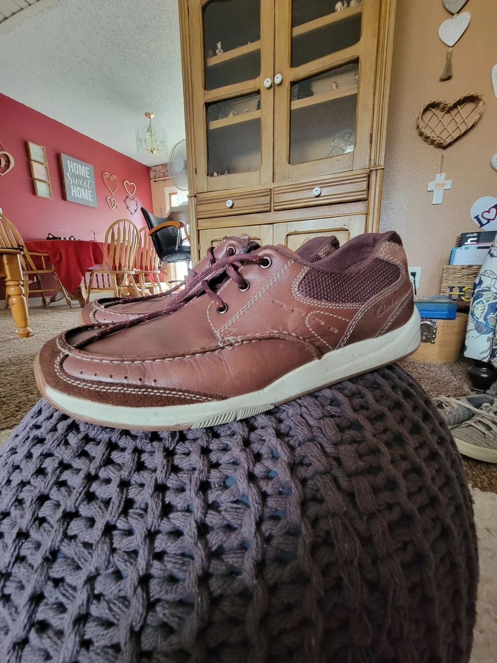 Clarks Chestnut Leather Lace-Up Boat Shoes Sz 11